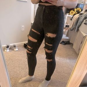 Black ripped high-rise skinny jeans